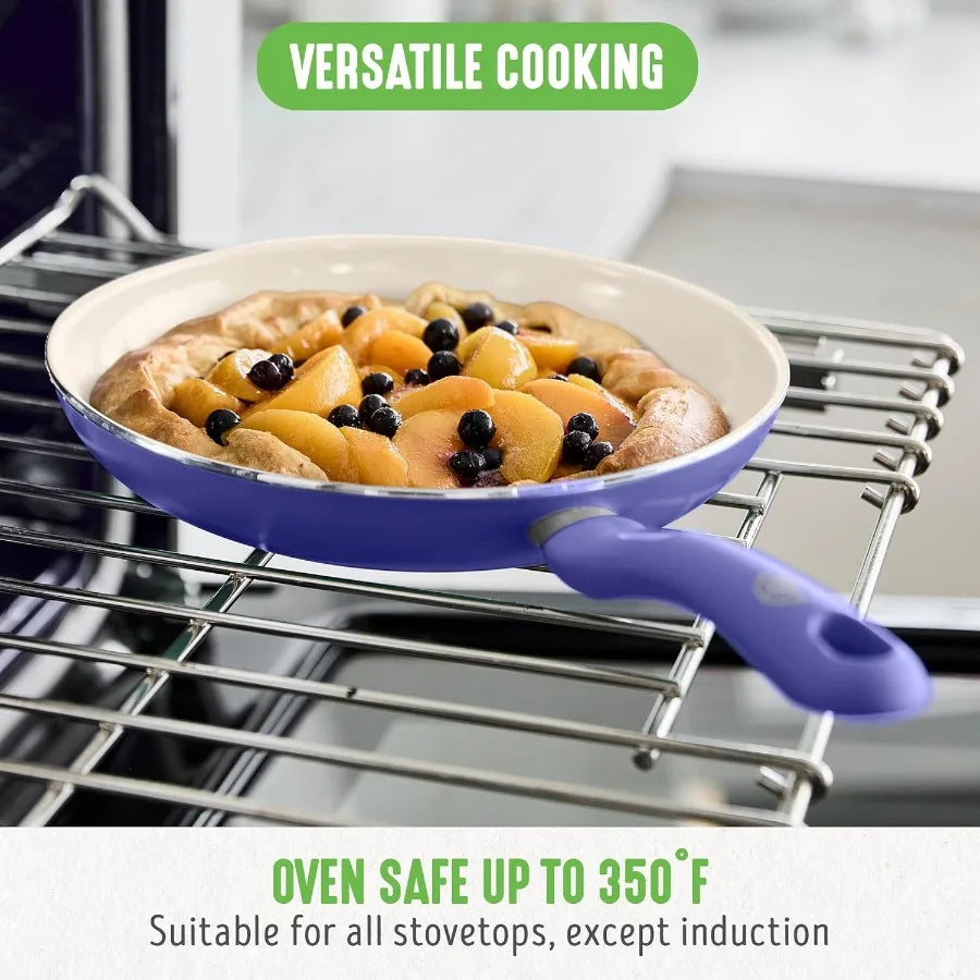 Soft Grip 16 Piece Healthy Ceramic Nonstick Cookware Set Pots and Pans Set 6Quart Slow Cooker PFAS and PFOAFree Dishwasher Safe