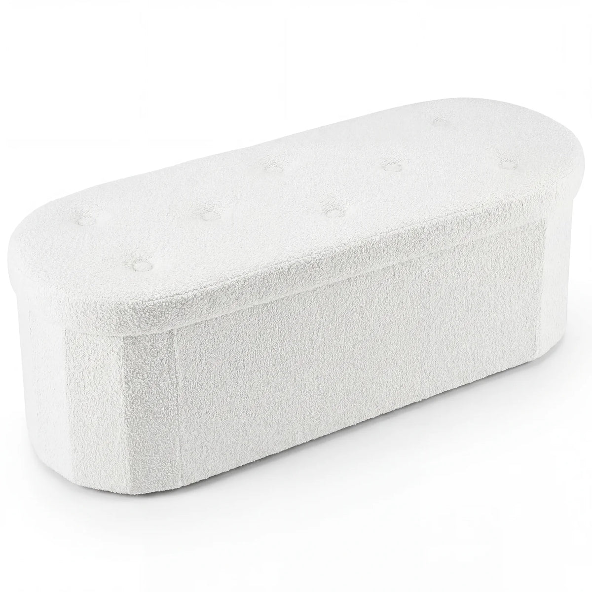 MCQ 30IN to 43IN Faux Fur Ottoman Foot Rest Stool with Storage Makeup Cute Soft Small Footstool Oval Round Folding Storage Chest for Bedroom
