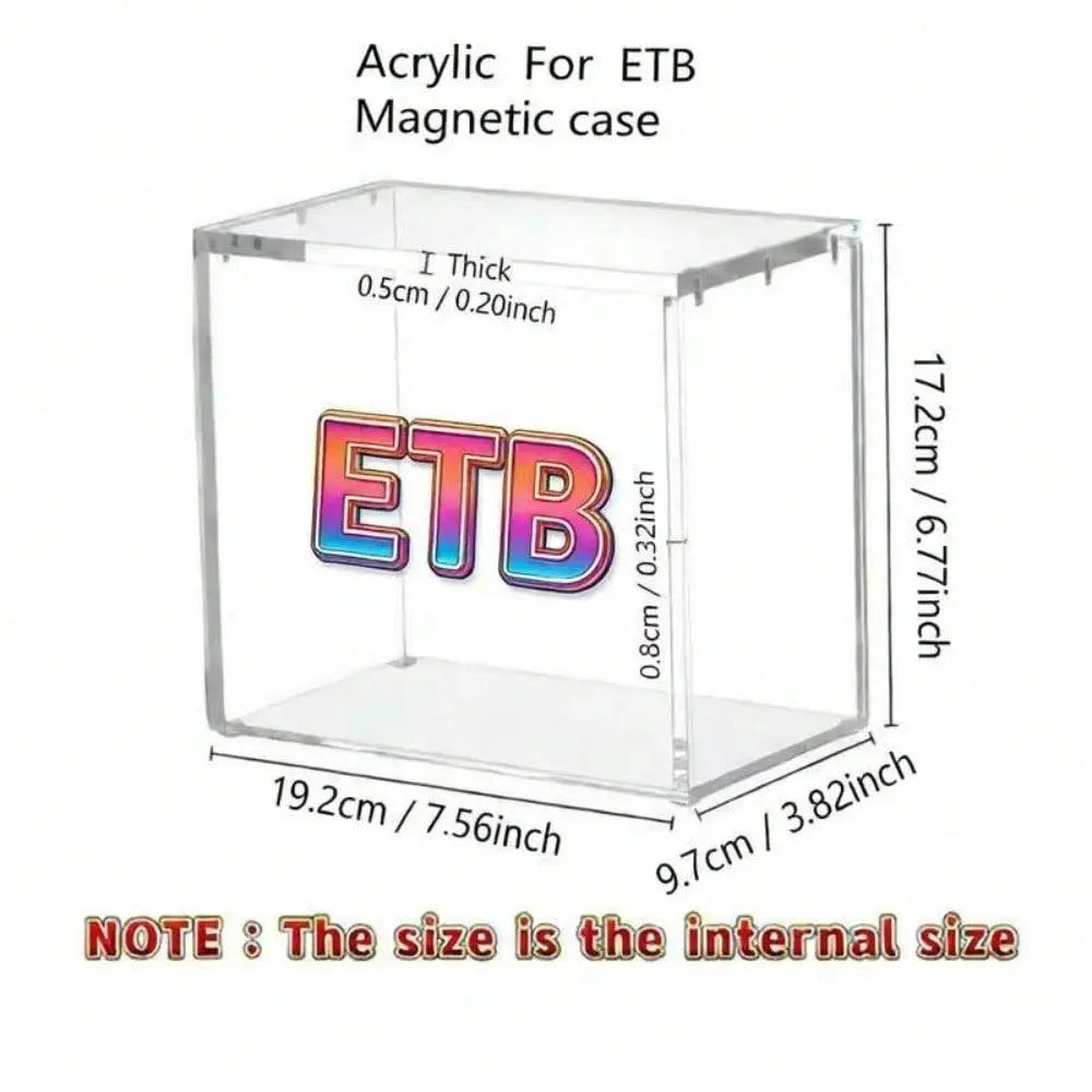 ETB Acrylic Case, 99% UV Block (Protects ETB from Fading) 6Mm X 6Mm X 3Mm Thick Clear Acrylic ETB Display Box with Magnetic Lid - ETB Protector Case for Collectors, UV Resistant, Stackable Design (ETB Not Included)