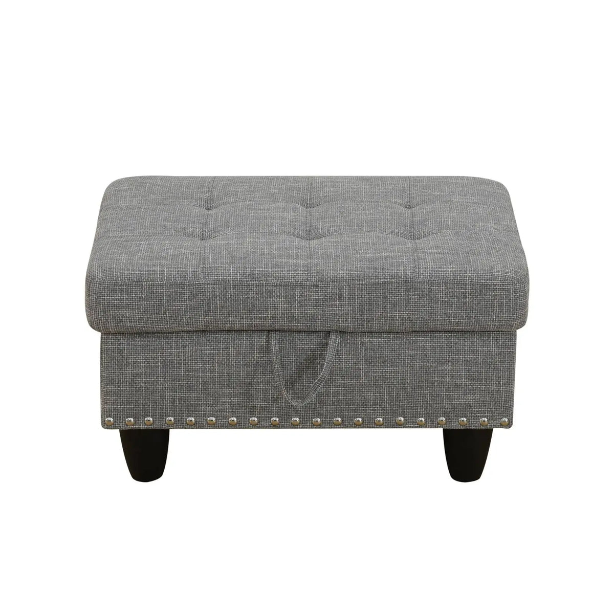 Modern Rectangular Storage Bench with Button Tufting & Nailhead Accents – Breathable Linen Fabric Ottoman with Lift-Top Hidden Space, Solid Wood Base, 500 lb Weight Limit – Ideal for Entryway & Living Room