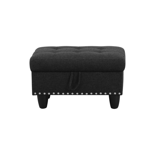 Modern Rectangular Storage Bench with Button Tufting & Nailhead Accents – Breathable Linen Fabric Ottoman with Lift-Top Hidden Space, Solid Wood Base, 500 lb Weight Limit – Ideal for Entryway & Living Room