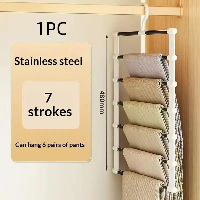 [SU]1/2Pcs Multi-Layer Pants Hanger Space Saving Closet Organizer Foldable Trousers Clothes Rack Wardrobe Storage Organization
