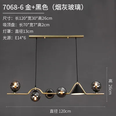 Modern glass ball LED ceiling chandelier kitchen dining table black pendant study bedroom home lighting decoration interior lamp