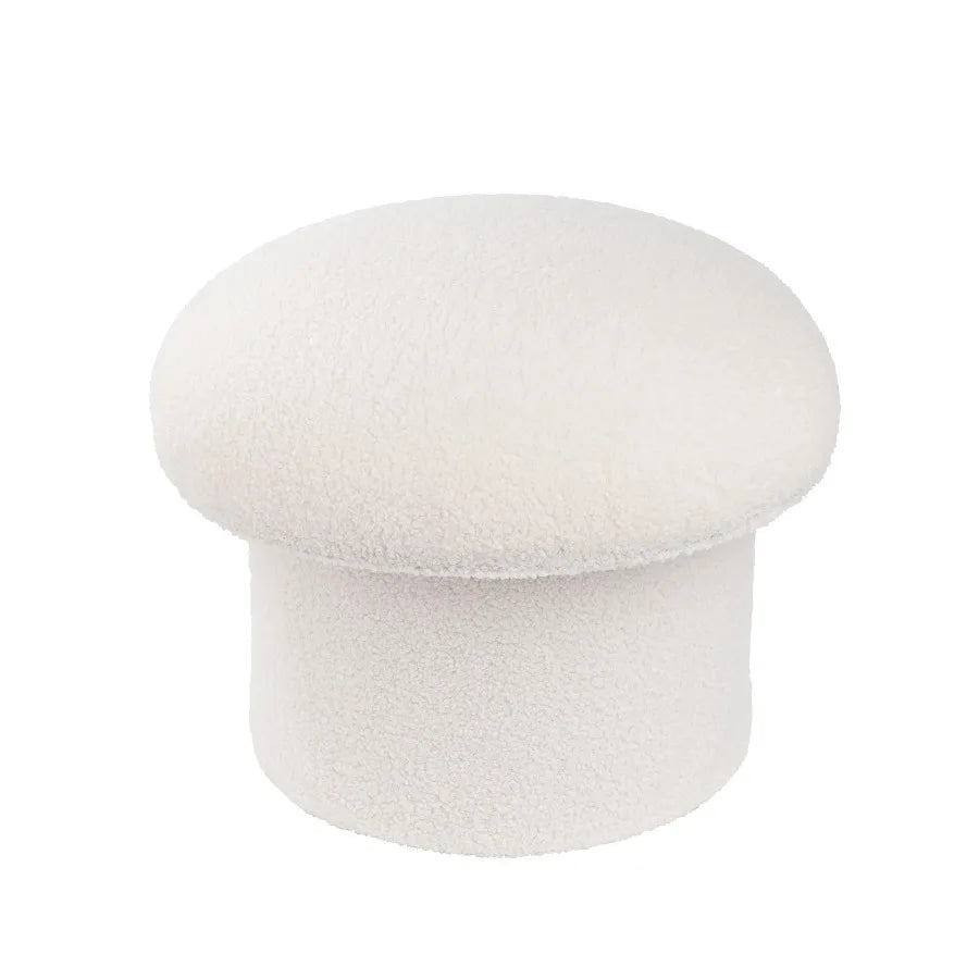 Mainstays Cream Boucle Mushroom Storage Ottoman Upholstered Footrest Stool Hidden Storage Seat for Bedroom Living Room