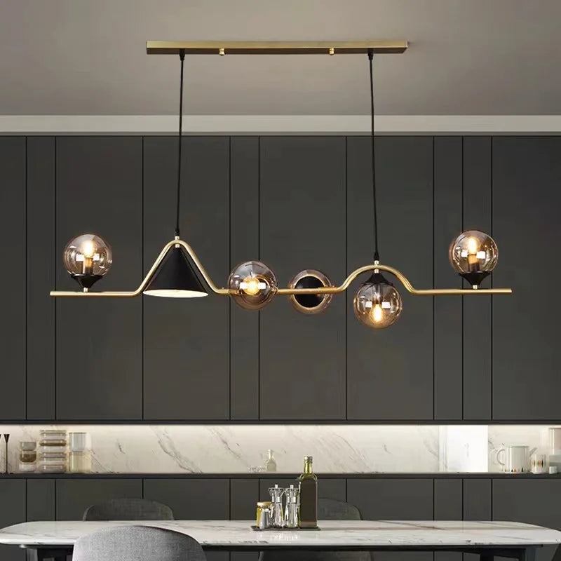 Modern glass ball LED ceiling chandelier kitchen dining table black pendant study bedroom home lighting decoration interior lamp