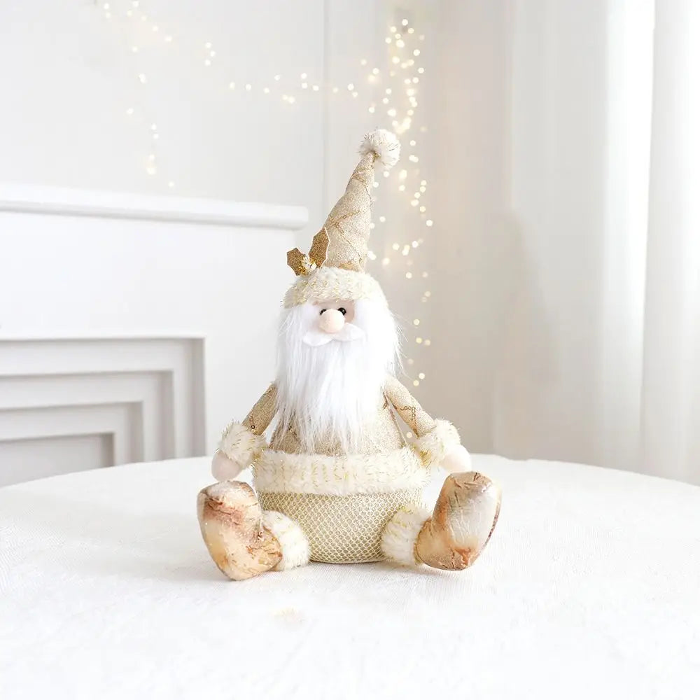 Large Christmas Plush Doll Ornaments Gold Cute Santa Claus Retractable Doll Telescopic Snowman Elk Merry Christmas Decoration