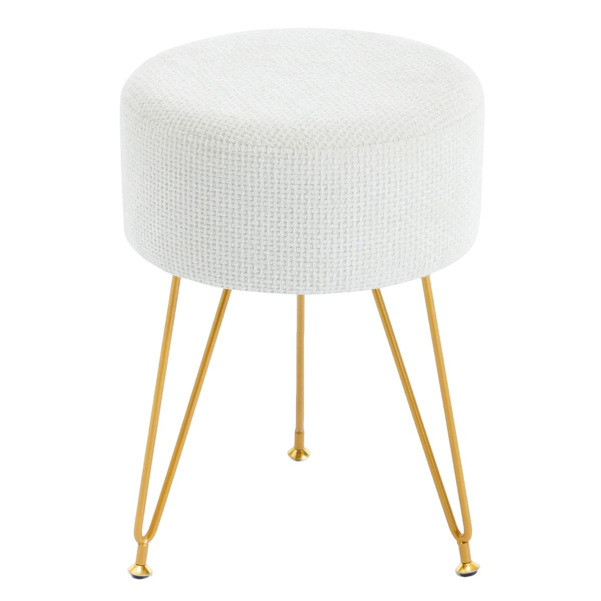 JHK Round Ottoman Velvet Footrest Chair Living Room Vanity Stool with 4CM Thick Cushion 350LBS Heavy-Duty Makeup Stool for Home