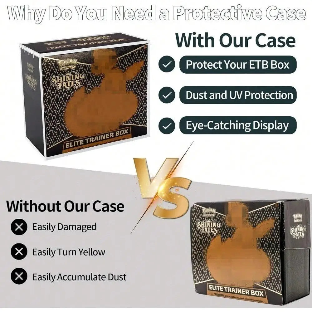 ETB Acrylic Case, 99% UV Block (Protects ETB from Fading) 6Mm X 6Mm X 3Mm Thick Clear Acrylic ETB Display Box with Magnetic Lid - ETB Protector Case for Collectors, UV Resistant, Stackable Design (ETB Not Included)