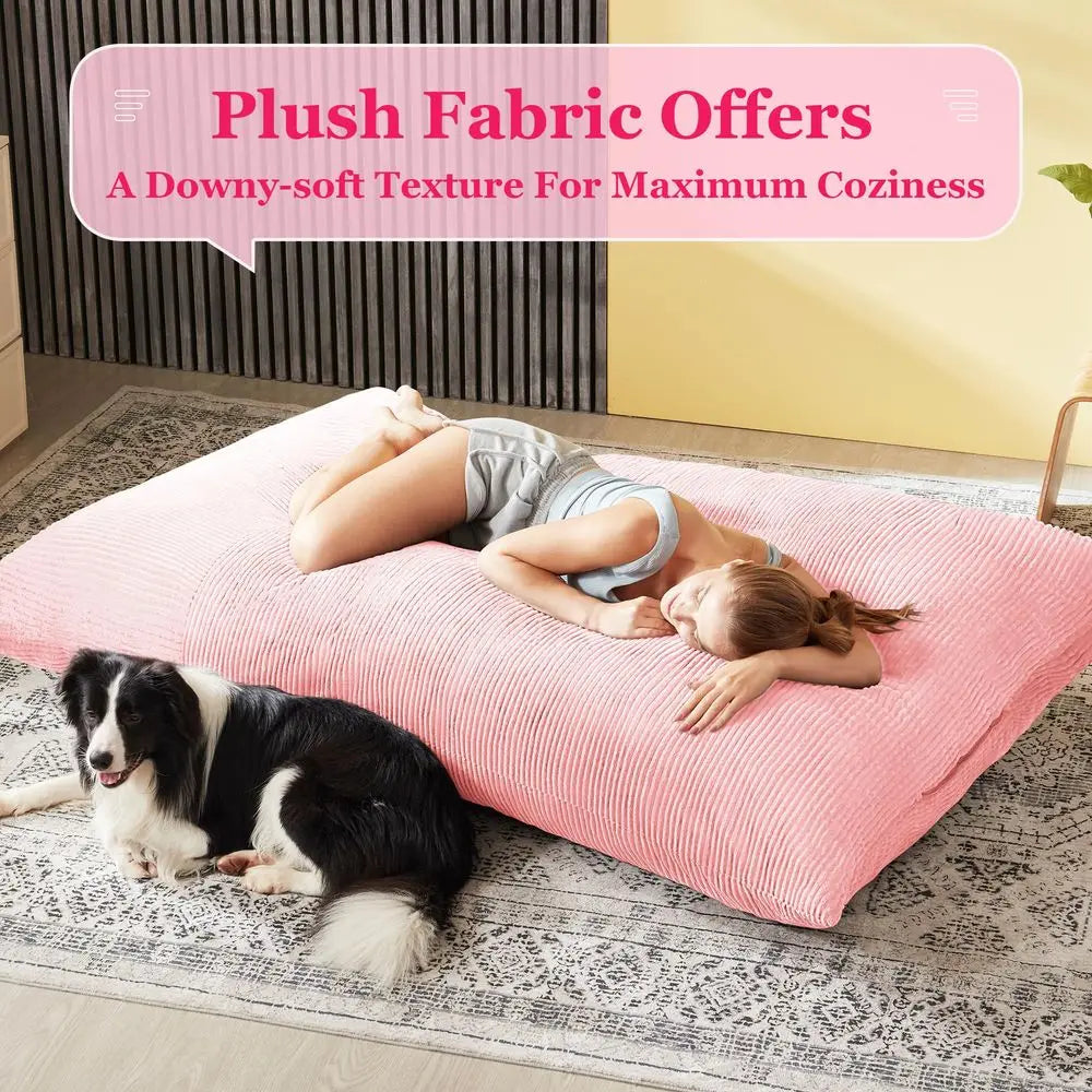 in 1 Big Bean Bag Chair for Adults, Large Giant BeanBag Chairs, Convertible Soft Floor Chair Cushions, Sofa amp Bed, Perfect fo
