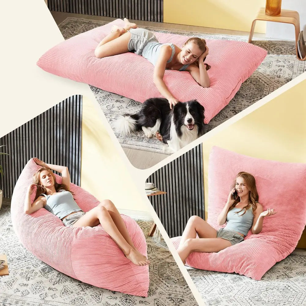 in 1 Big Bean Bag Chair for Adults, Large Giant BeanBag Chairs, Convertible Soft Floor Chair Cushions, Sofa amp Bed, Perfect fo