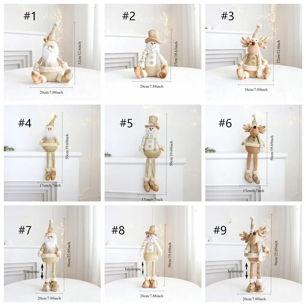 Large Christmas Plush Doll Ornaments Gold Cute Santa Claus Retractable Doll Telescopic Snowman Elk Merry Christmas Decoration