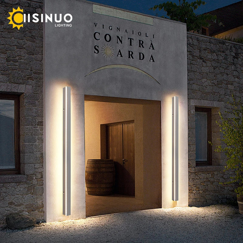 IP65 Waterproof Outdoor Wall Light Long Linear Garden Lamp Motion Sensor LED Porch Lighting Fixtures 110v 240v Sconces for Villa