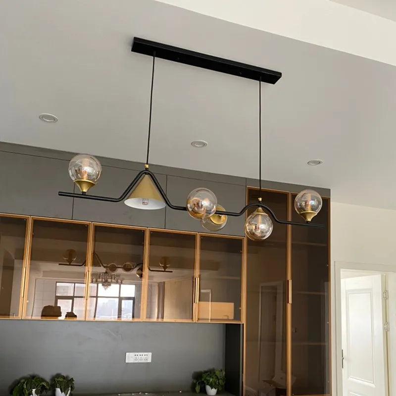 Modern glass ball LED ceiling chandelier kitchen dining table black pendant study bedroom home lighting decoration interior lamp