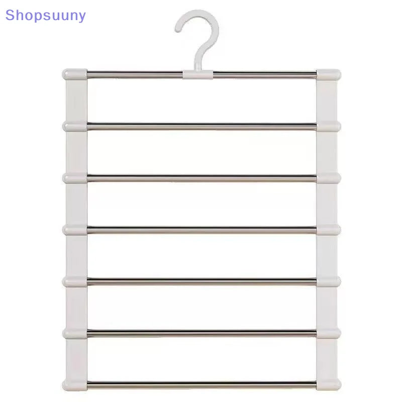 [SU]1/2Pcs Multi-Layer Pants Hanger Space Saving Closet Organizer Foldable Trousers Clothes Rack Wardrobe Storage Organization