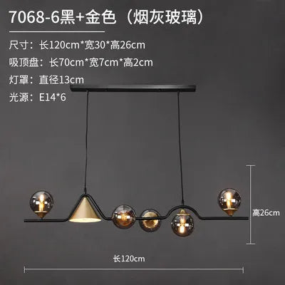 Modern glass ball LED ceiling chandelier kitchen dining table black pendant study bedroom home lighting decoration interior lamp