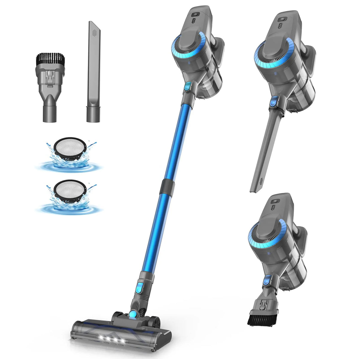 DEVOAC N300 Cordless Vacuum Cleaner 6 in 1 Powerful Ultra-Lightweight Handheld Stick Vacuum 2200mAh Battery for Carpet Hardfloor