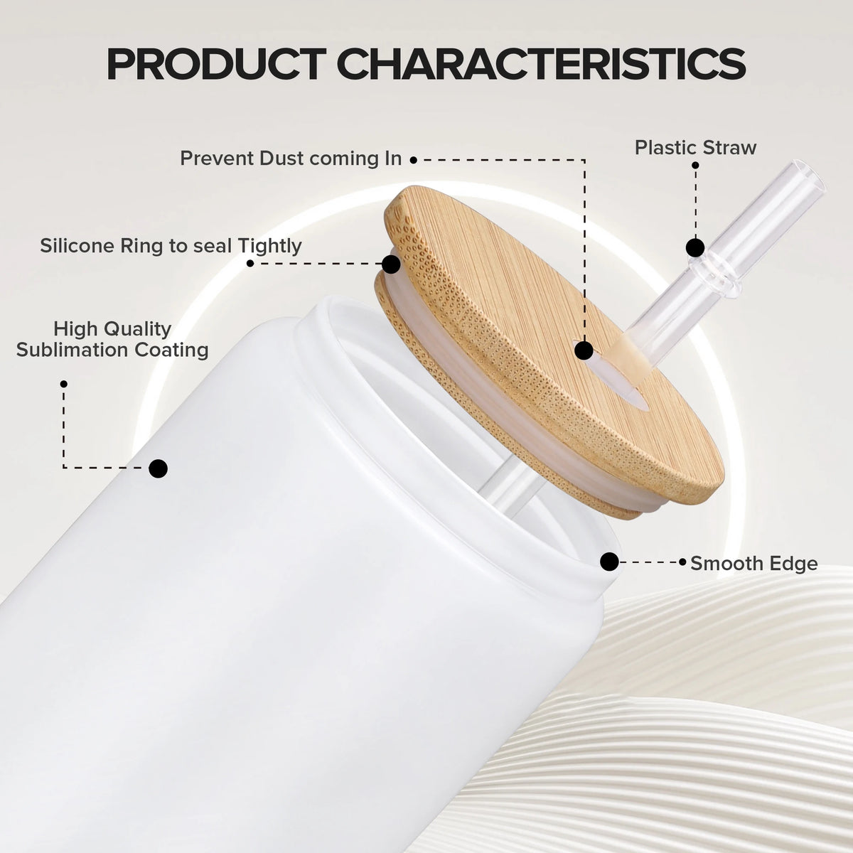 USA Warehouse 25 Pack 16oz Frosted Sublimation Glass Blanks Cans Glass Tumbler With Bamboo Lid and Straw Glass Drinkware