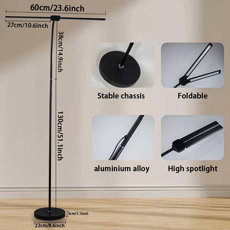 Modern LED Floor Lamp 3 Color Modes 8 Brightness Adjustable Flexible Gooseneck USB Standing Lamp for Living Room Reading Study Workbench
