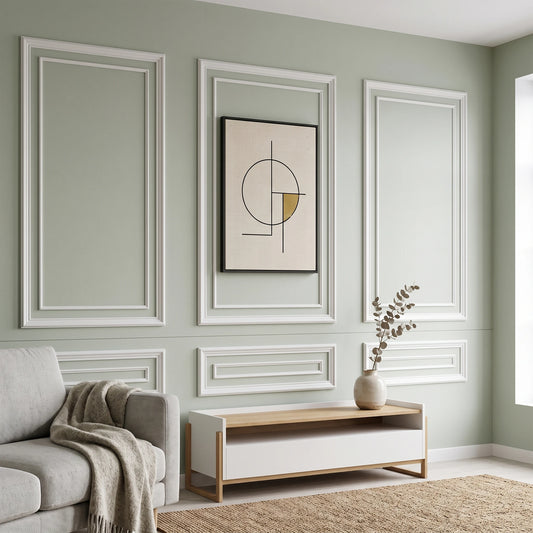 Wall Molding Kit Inner and Outer Layer Double Frame Style 3 Sets Pre-Cut Wainscoting Panels, Peel and Stick Self-Adhesive Accent Wall Trim, Ready-to-Assemble Wall Decor for Living Room Bedroom Office Apartment Dorm