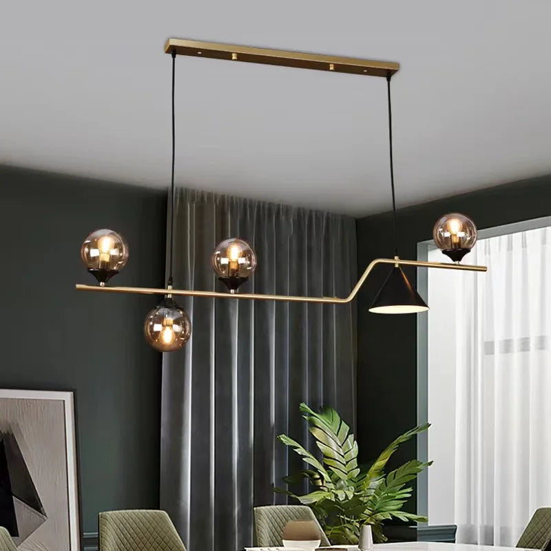 Modern glass ball LED ceiling chandelier kitchen dining table black pendant study bedroom home lighting decoration interior lamp