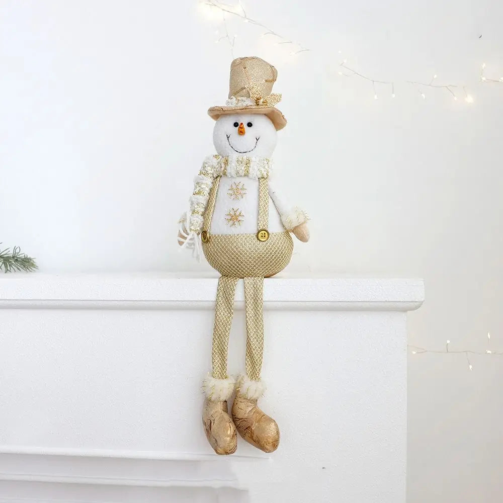 Large Christmas Plush Doll Ornaments Gold Cute Santa Claus Retractable Doll Telescopic Snowman Elk Merry Christmas Decoration