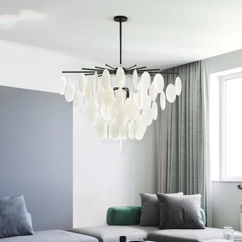 Nordic Modern Chandelier Light Luxury Living Room Chandelier Simple Decoration Dining Room Bedroom Glass LED Chandelier Lighting