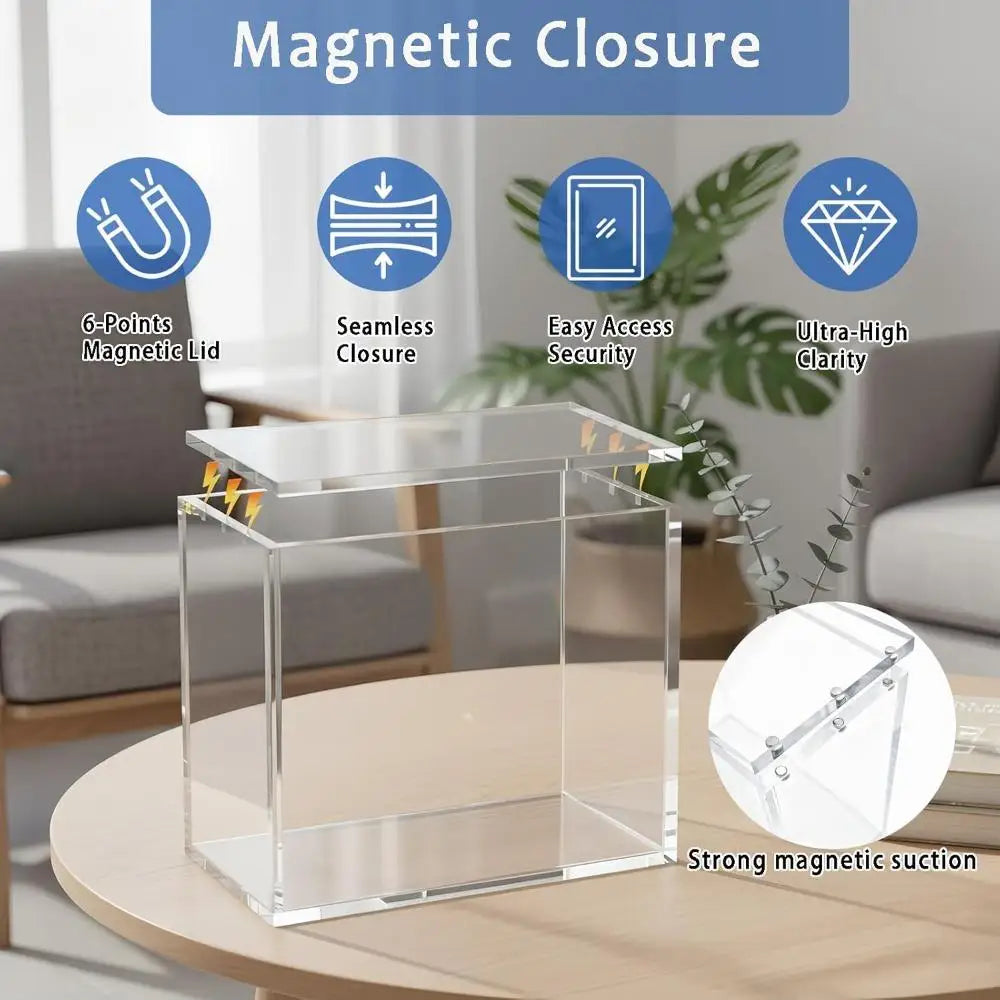 ETB Acrylic Case, 99% UV Block (Protects ETB from Fading) 6Mm X 6Mm X 3Mm Thick Clear Acrylic ETB Display Box with Magnetic Lid - ETB Protector Case for Collectors, UV Resistant, Stackable Design (ETB Not Included)