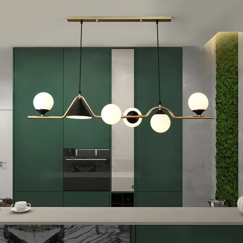 Modern glass ball LED ceiling chandelier kitchen dining table black pendant study bedroom home lighting decoration interior lamp