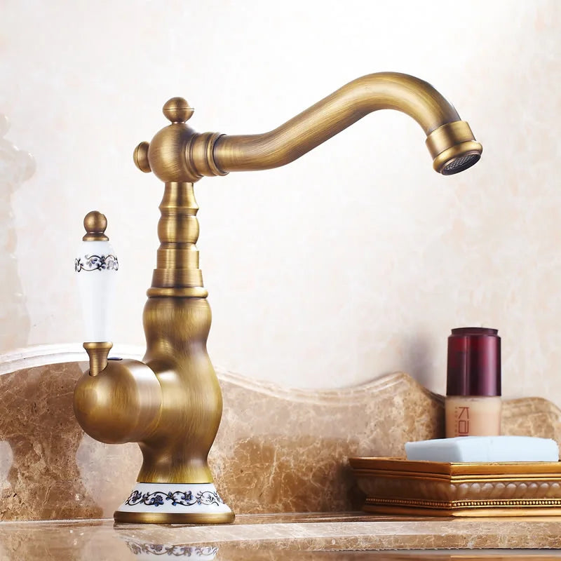 Shinesia Black Bronze Gourmet Kitchen Faucet Deck Mounted Bathroom Basin Sink Hot and Cold Water Mixer Taps