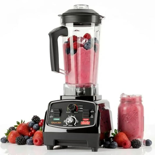 Commercial Kitchen Blender, Stainless Steel, Black, ETL Listed 70oz 1800W High Power with Timer for Ice Crushing, Frozen Desser