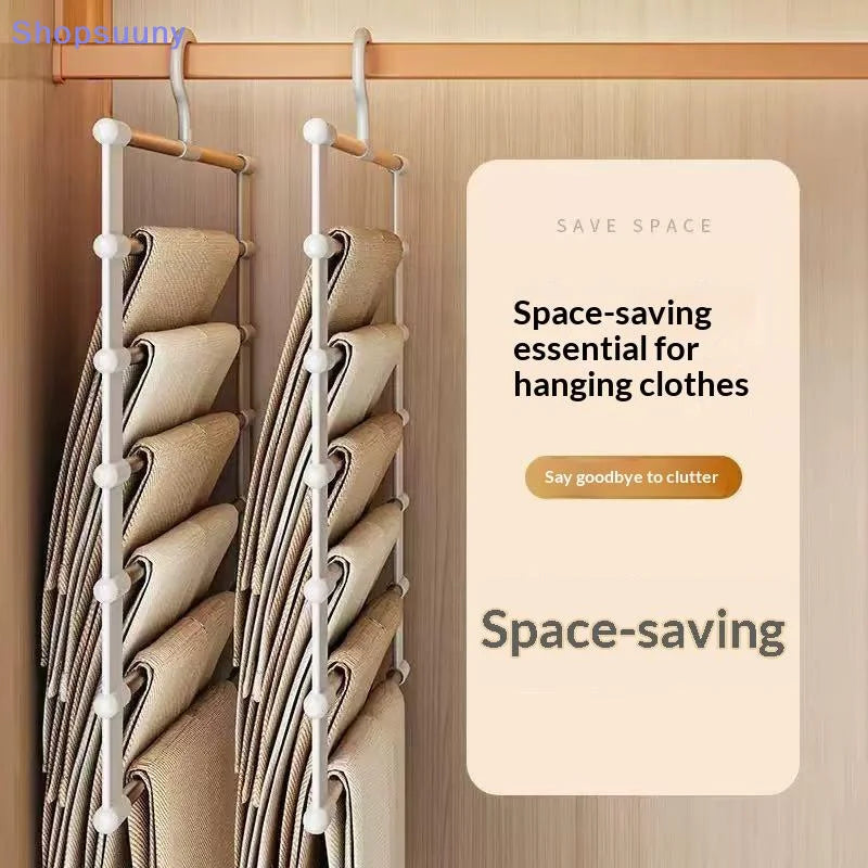[SU]1/2Pcs Multi-Layer Pants Hanger Space Saving Closet Organizer Foldable Trousers Clothes Rack Wardrobe Storage Organization