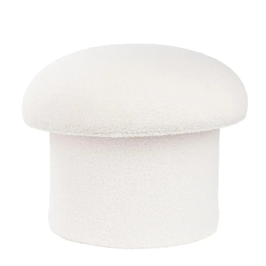 Mainstays Cream Boucle Mushroom Storage Ottoman Upholstered Footrest Stool Hidden Storage Seat for Bedroom Living Room