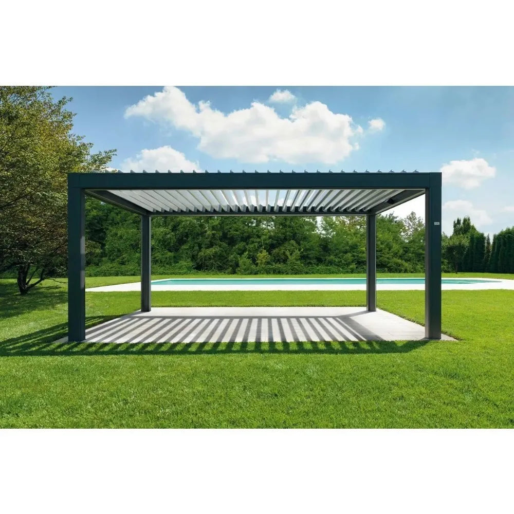 Modern Simple Style Bioclimatic Pergola 3x4 Motorized, Aluminum Louvered Roof Waterproof Gazebo Luxury Garden Outdoor Furniture