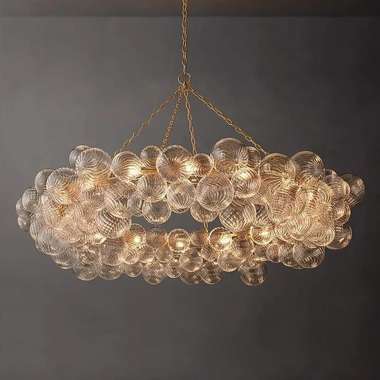 2026 Trendy Glass Bubble Art Gold Chrome LED Ceiling Chandeliers Lighting Lustre Suspension Luminaire Lampen For Living Room