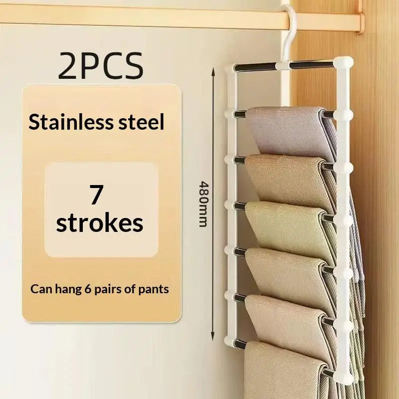 [SU]1/2Pcs Multi-Layer Pants Hanger Space Saving Closet Organizer Foldable Trousers Clothes Rack Wardrobe Storage Organization